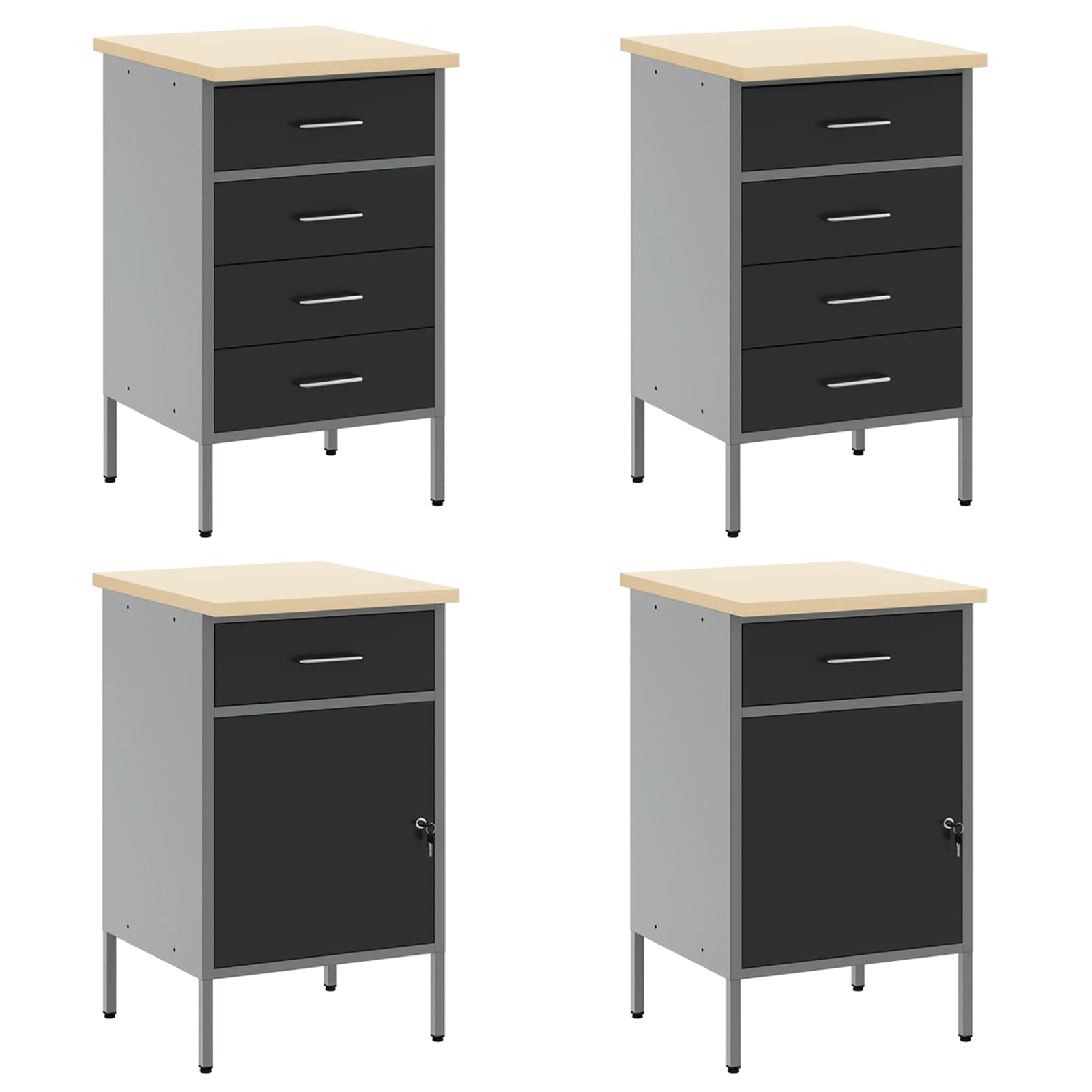 Arbeitsschrankset mit Schubladen mit Regal 8 pcs Grau