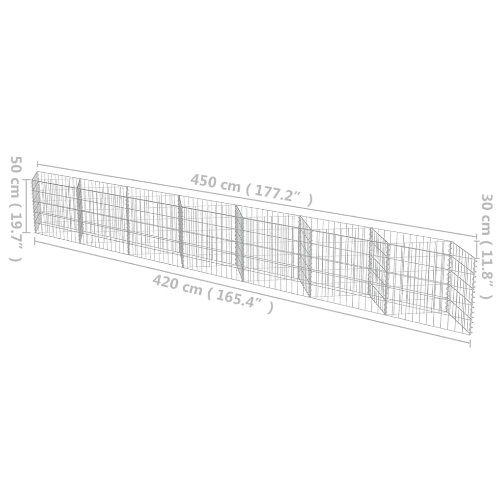 Gabionenwand Verzinkter Stahl 450×30×100 cm