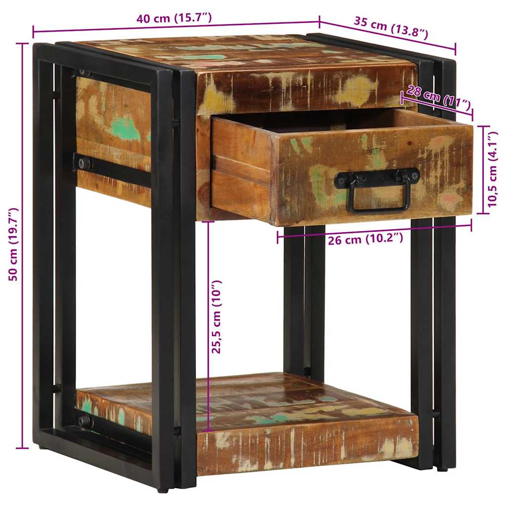 Nachttisch 40 x 35 x 50 cm Massives upgecyceltes Holz
