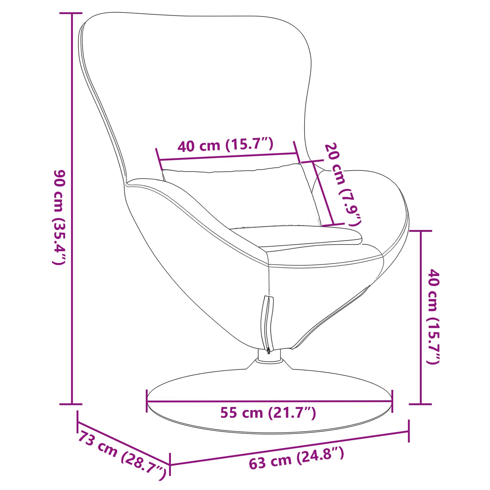 Eiersessel Hellgrau 63 x 73 x 90 cm Stoff