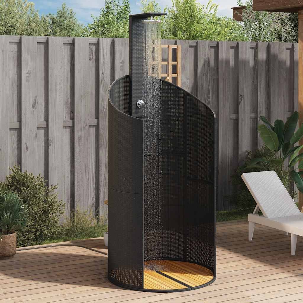 Gartendusche Grau 100x100x241,5 cm Poly Rattan Akazienholz