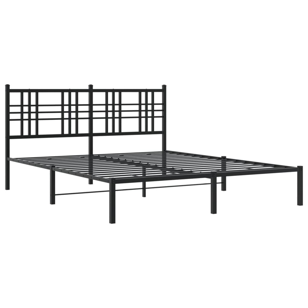 Bettgestell mit Kopf- und Fußteil Metall Schwarz 90x200 cm