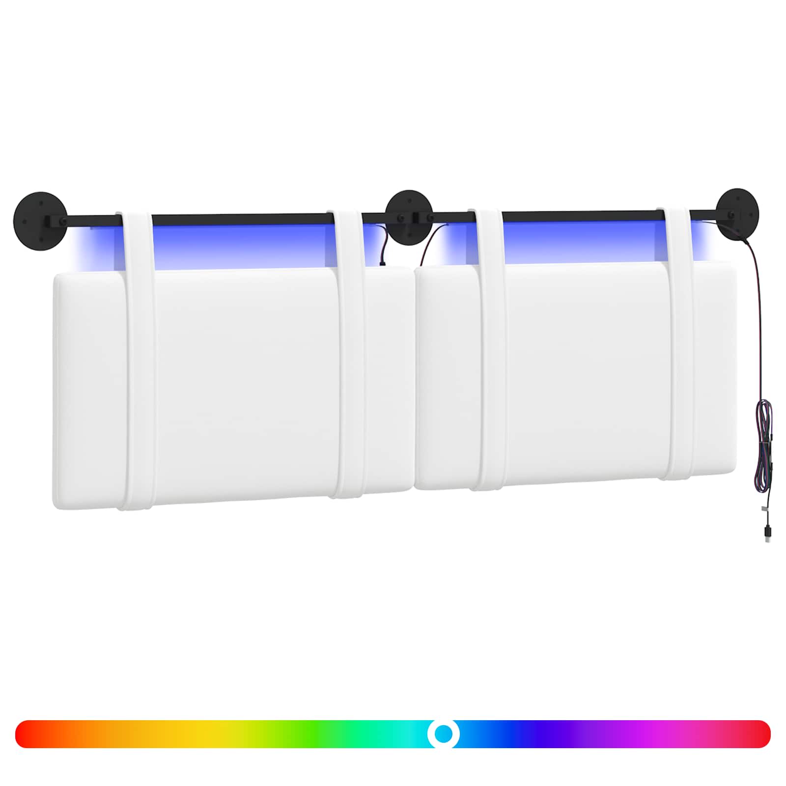 Hängendes Kopfteil Mit LED Licht Wolkengrau Stoff