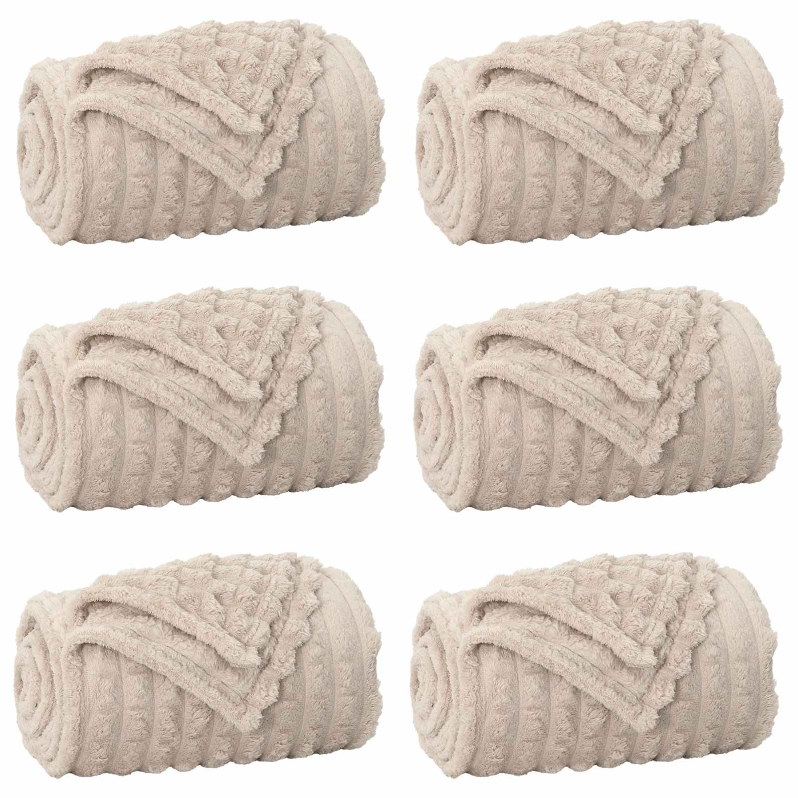 Überwurfdecke Beige 150 x 130 cm Fleece