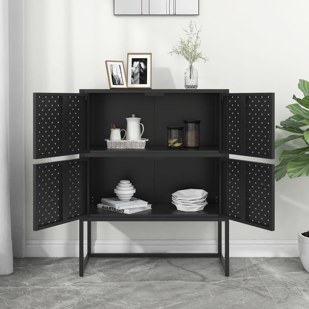 Highboard Schwarz 80x35x135 cm Stahl