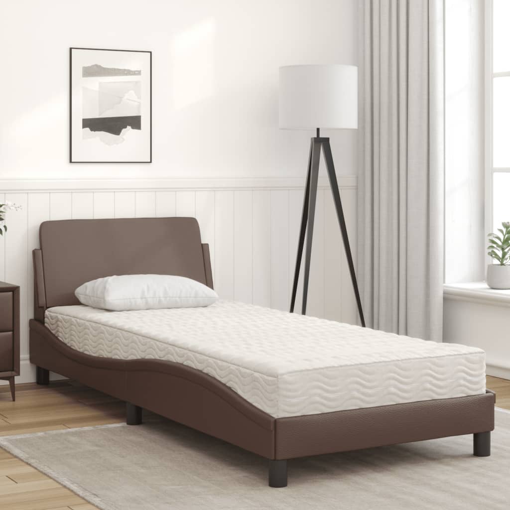 Bett mit Matratze "Dover" Schwarz 80x200 cm Kunstleder