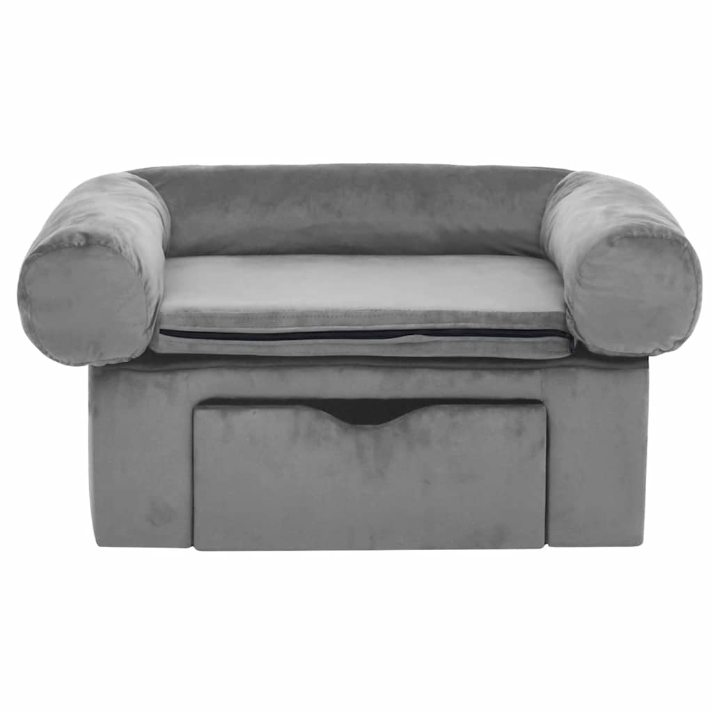 Hundesofa mit Schublade Dunkelgrau 75x50x38 cm Plüsch