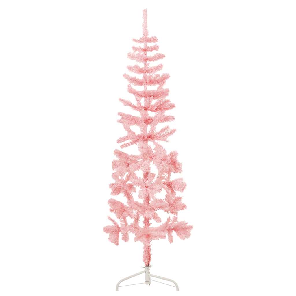 Künstlicher Halb-Weihnachtsbaum mit Ständer Schlank Weiß 180 cm