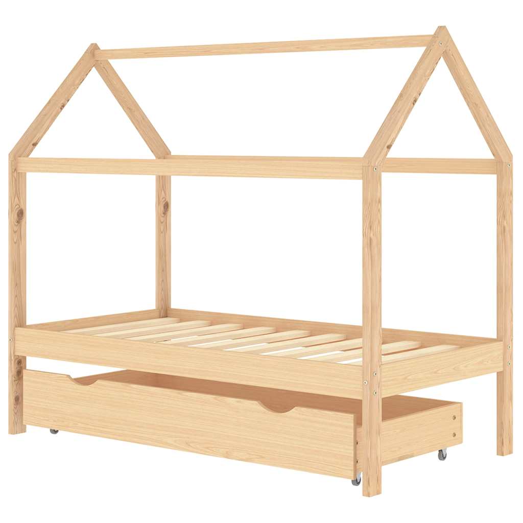 Kinderbett mit Schublade Massivholz Kiefer 70x140 cm