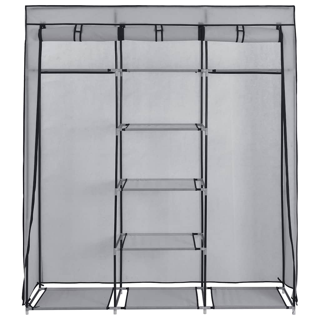 Kleiderschrank mit Fächern Stangen Schwarz 150x45x175cm Stoff