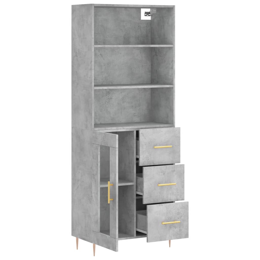 Highboard Hochglanz-Weiß 69,5x34x180 cm Holzwerkstoff