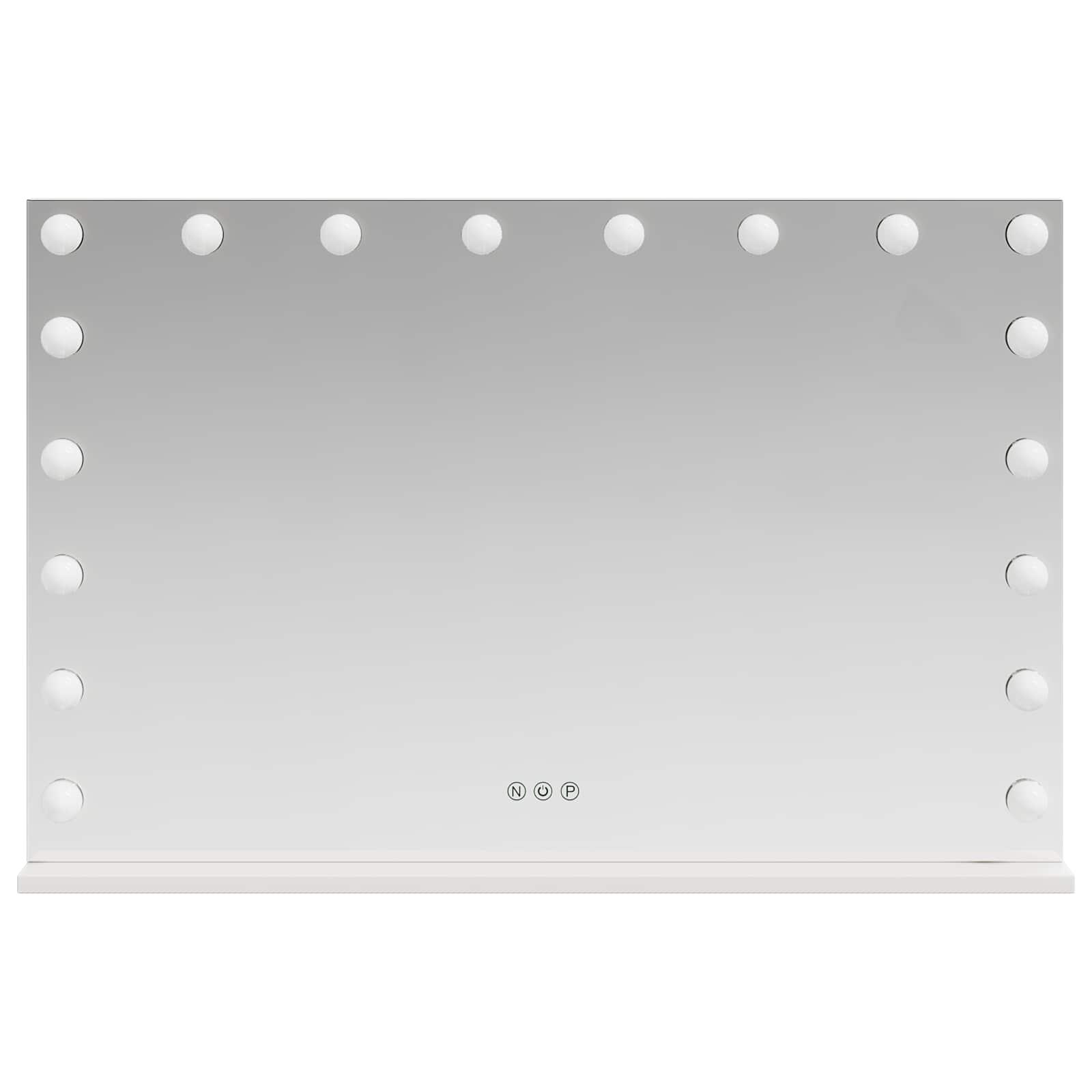 LED Schminkspiegel Weiß 44 x 10 x 53 cm Glas und Stahl