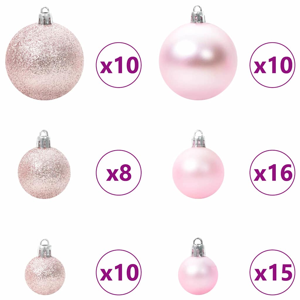 Künstlicher Weihnachtsbaum mit LEDs Kugeln Zapfen 150 cm