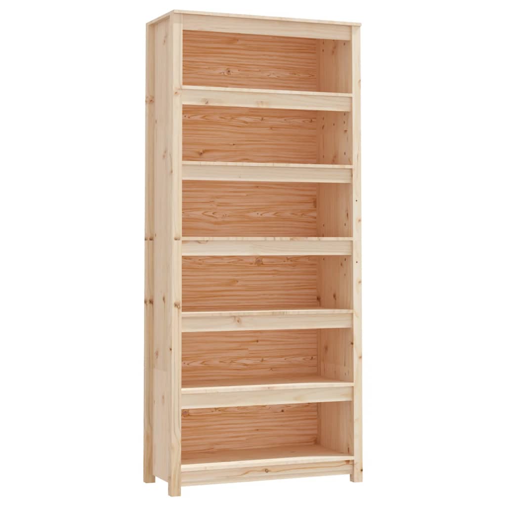Bücherregal Grau 80x35x68 cm Massivholz Kiefer