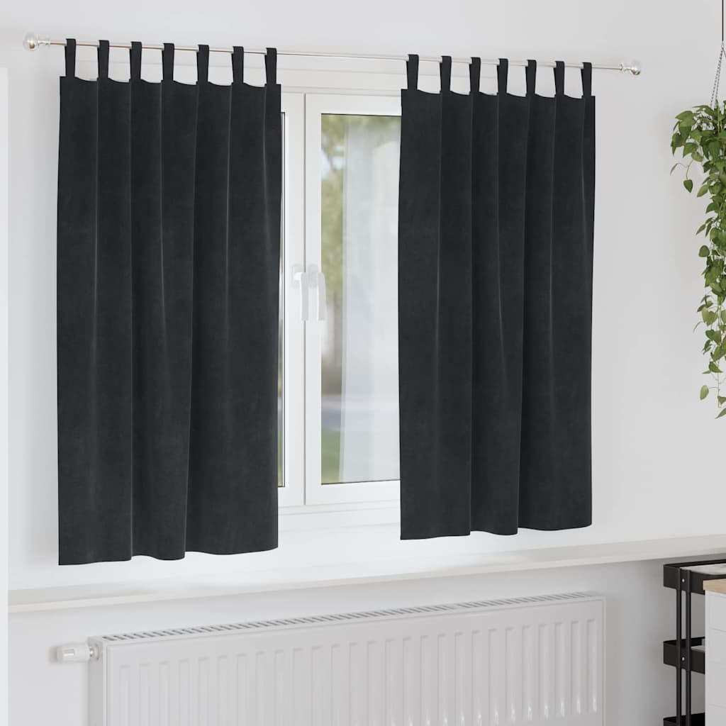 Verdunkelungsvorhänge 2 pcs Schwarz 140 x 140 cm Samt