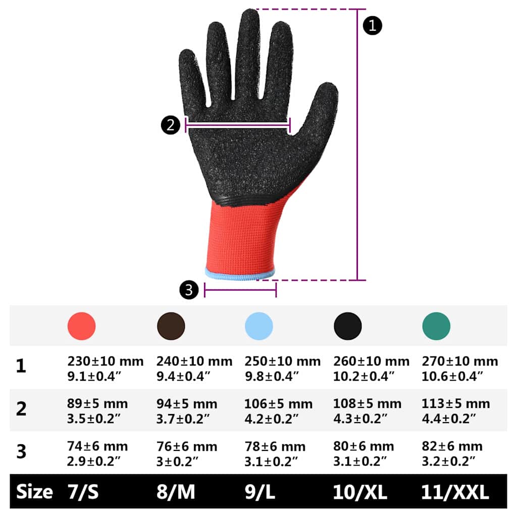 Arbeitshandschuhe 12 pcs Rot und Schwarz 7 / S Latexbeschichtung