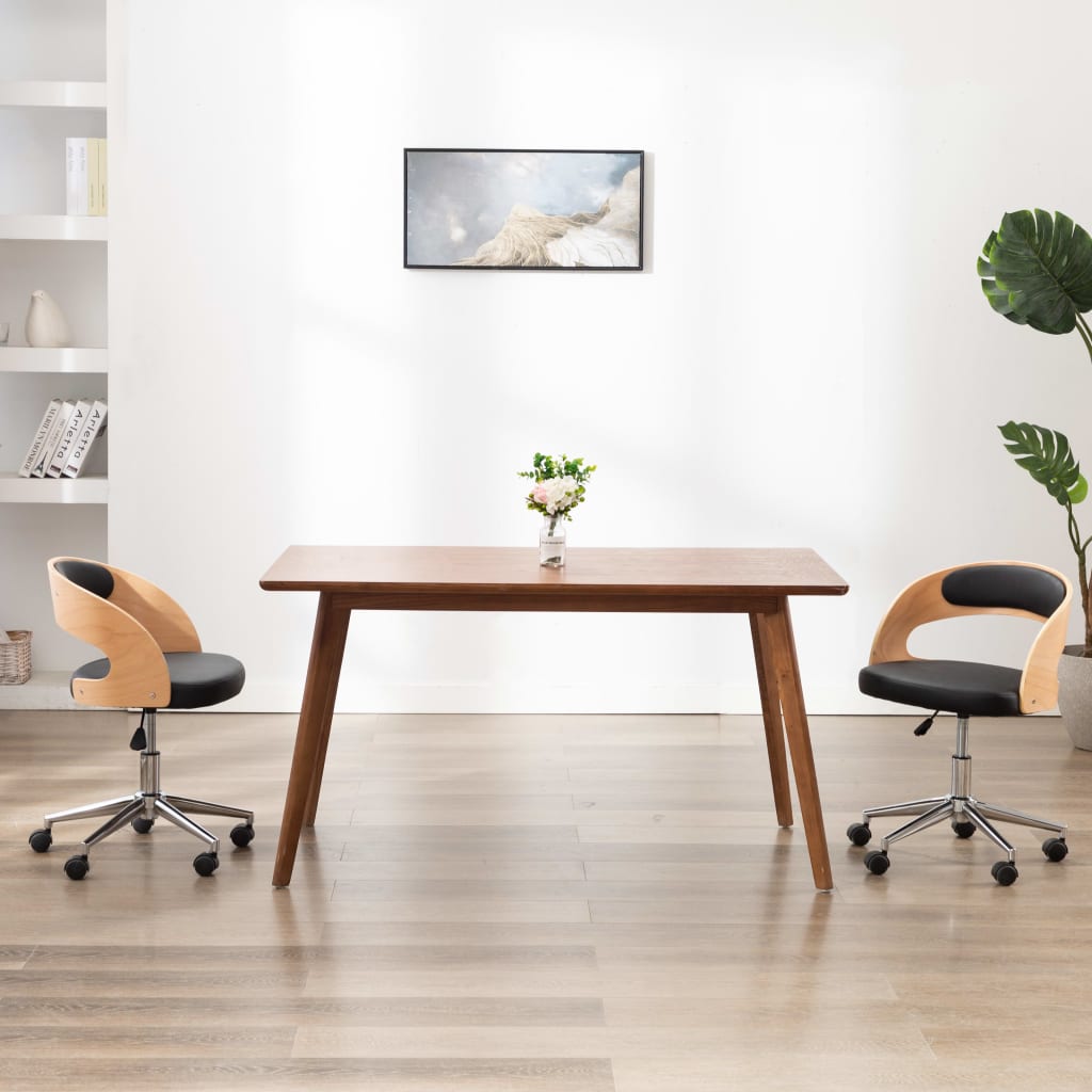 Drehbarer Bürostuhl Taupe Bugholz und Stoff