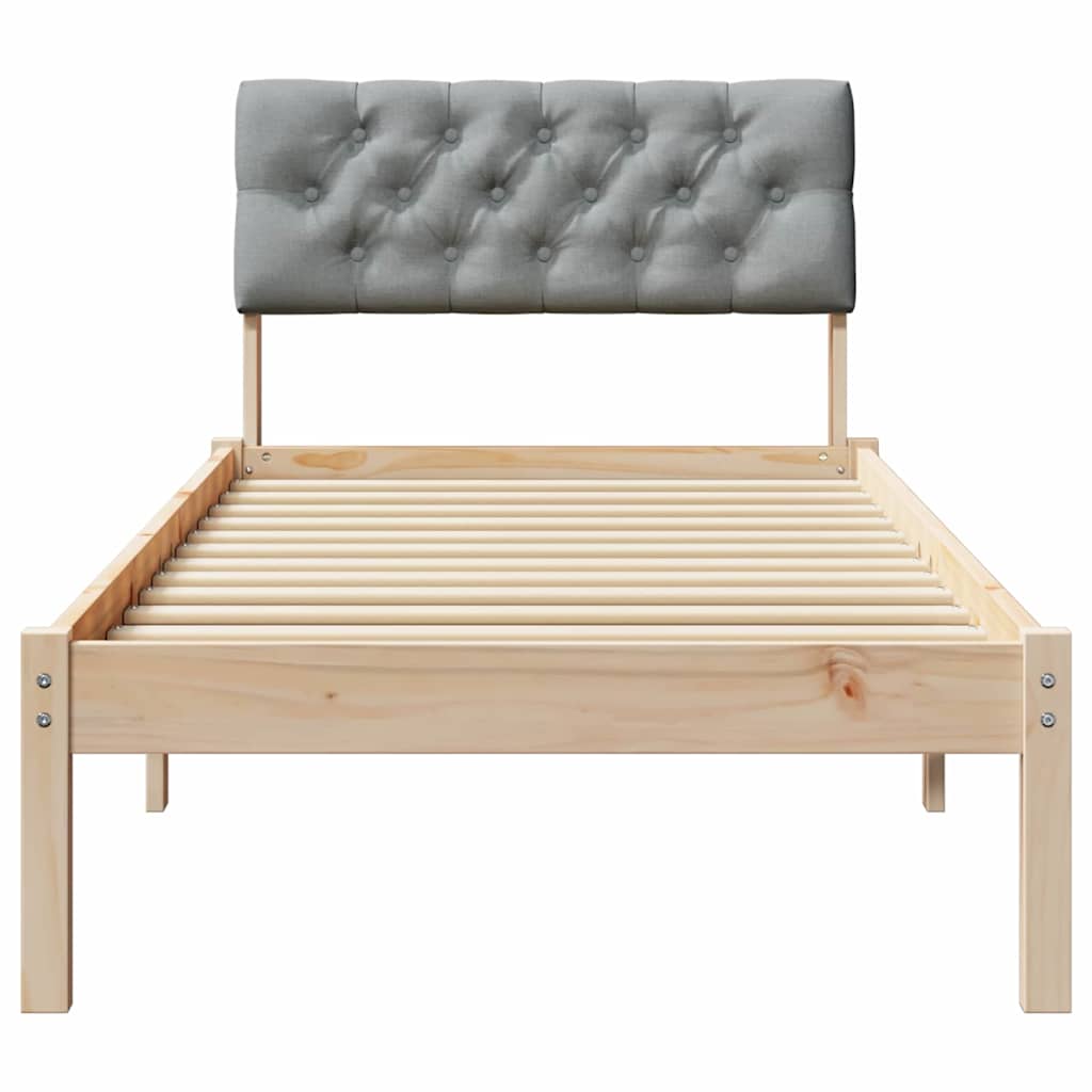 Bettgestell Braun und hellgrau 200 x 200 cm Massivholz Kiefer