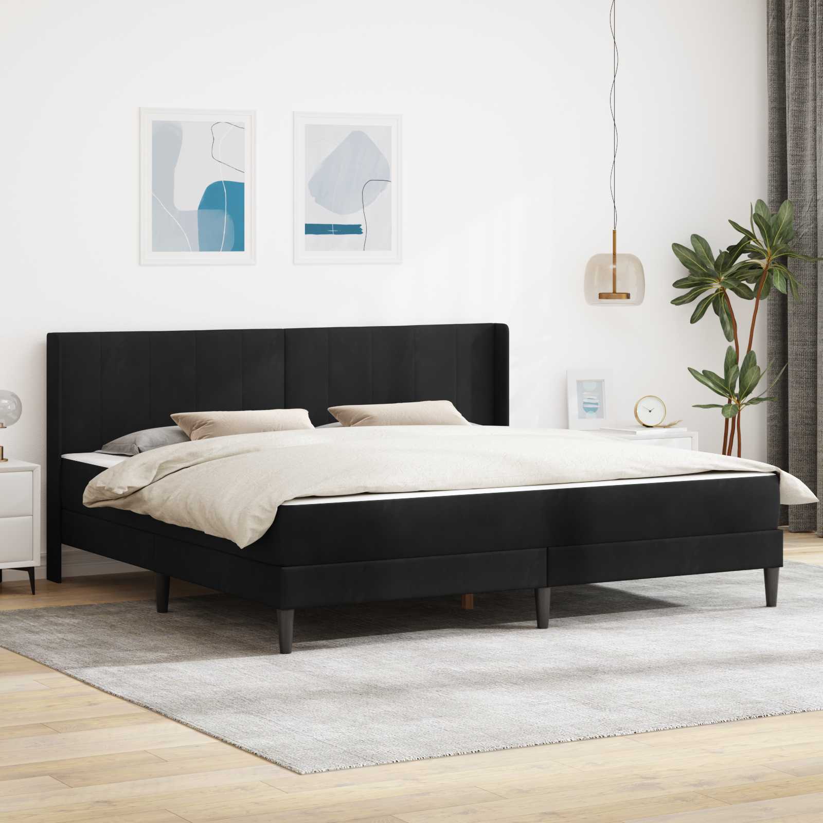 Bettgestell mit Matratze mit Kopfteil Hellgrau 80 x 200 cm Samt