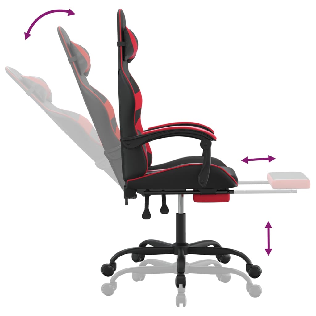 Gaming-Stuhl Drehbar Schwarz und Rot Kunstleder