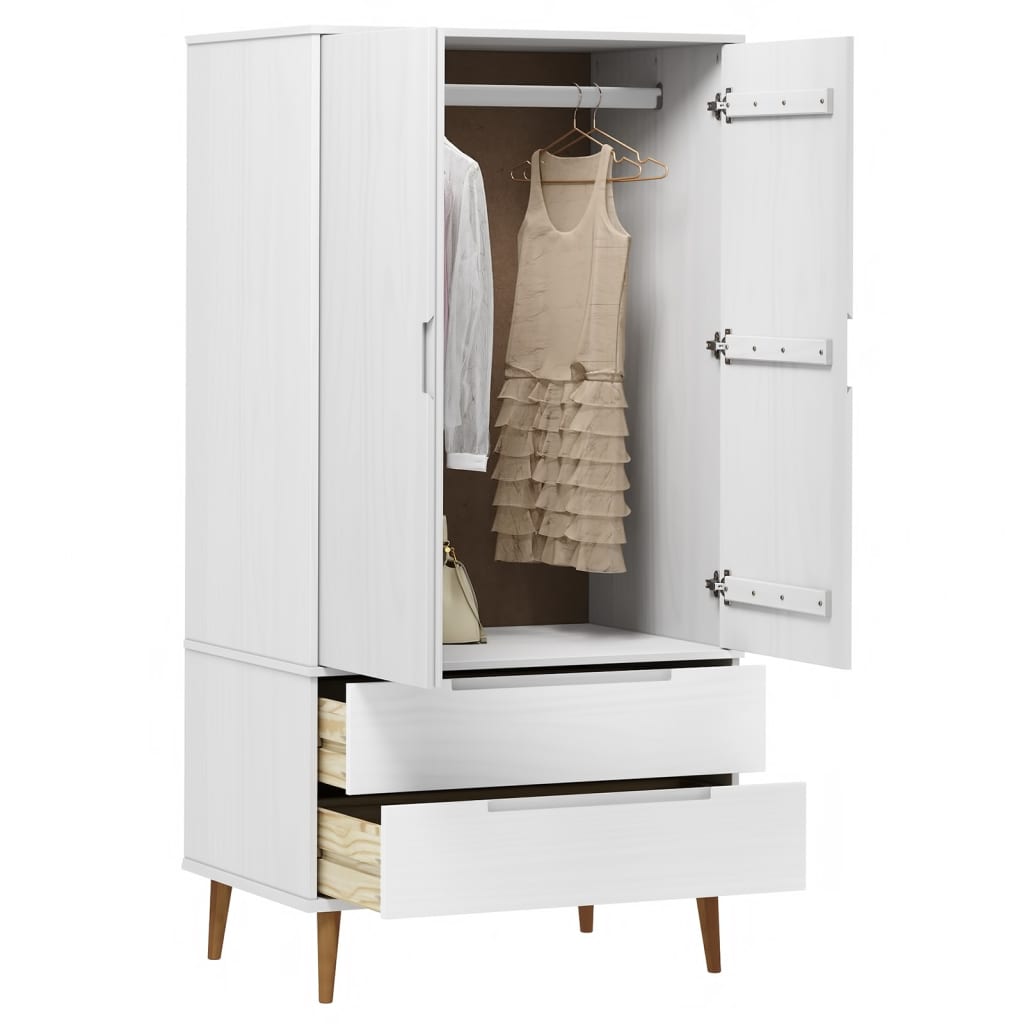 Kleiderschrank MOLDE Braun 90x55x175 cm Massivholz Kiefer