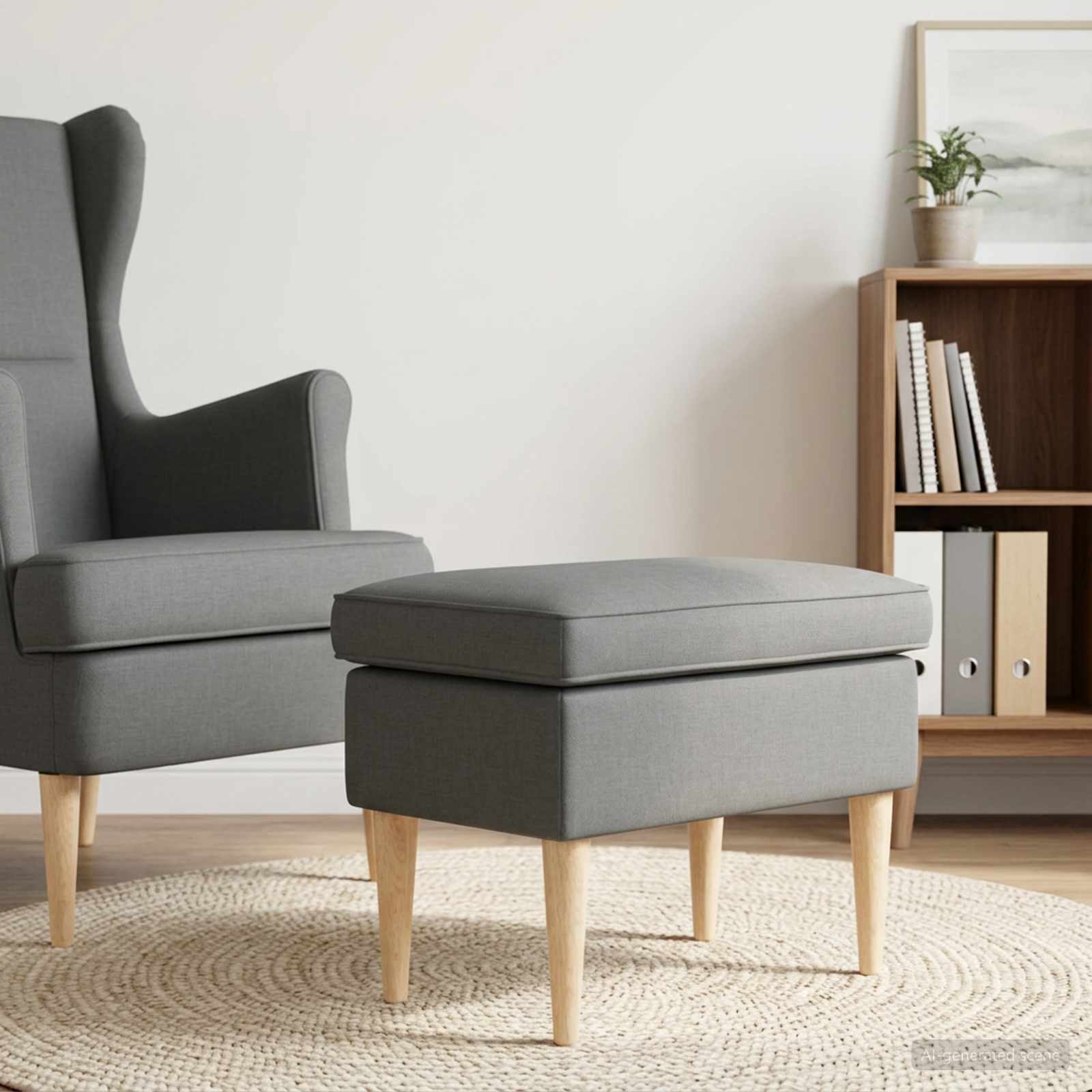 Hocker Hellgrau 55 x 35 x 41 cm Polyester