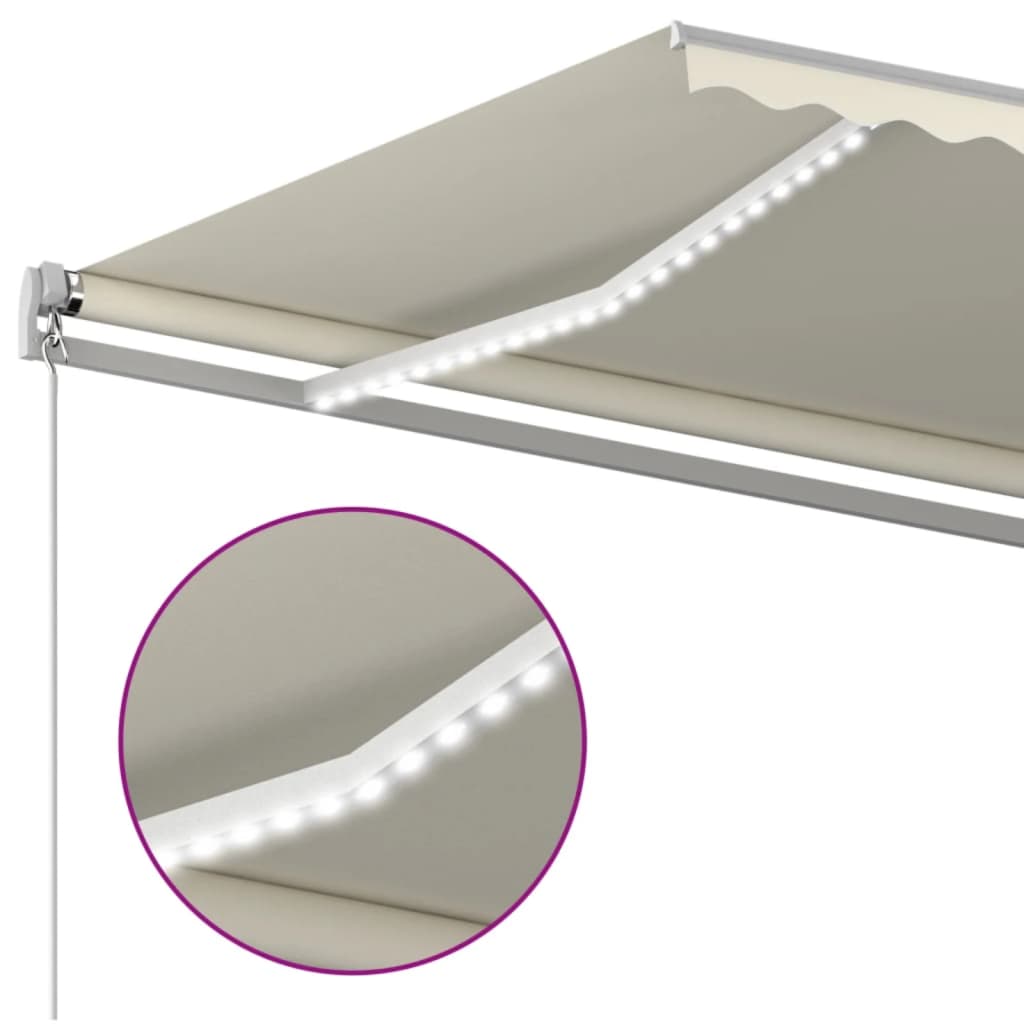 Markise Manuell Einziehbar mit LED 300x250 cm Blau und Weiß