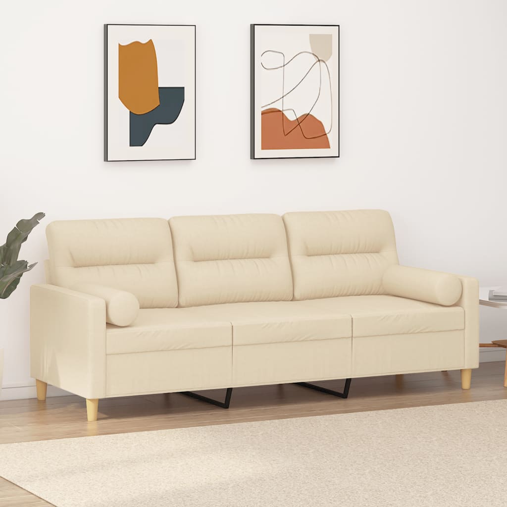 2-Sitzer-Sofa mit Zierkissen Braun 120 cm Stoff