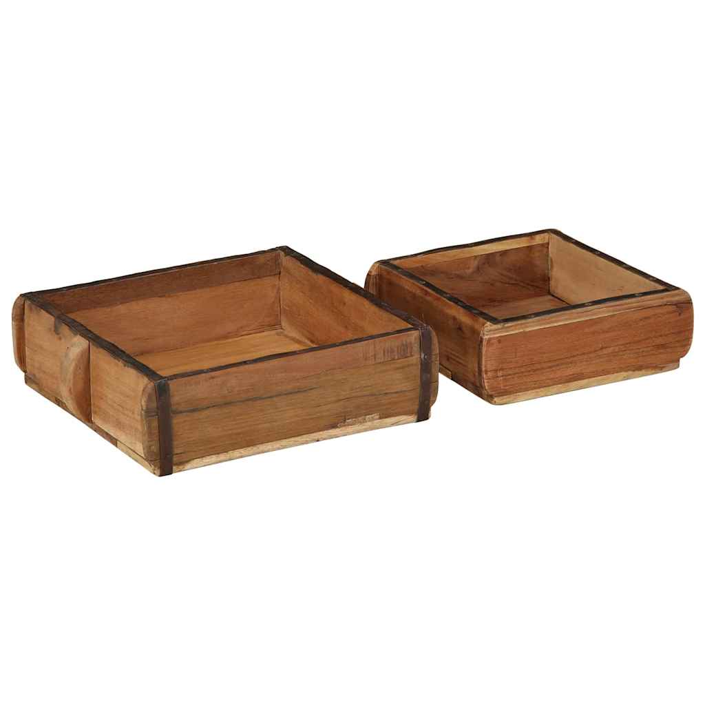 Tablett Braun 30 x 15 x 9 cm Massives upgecyceltes Holz