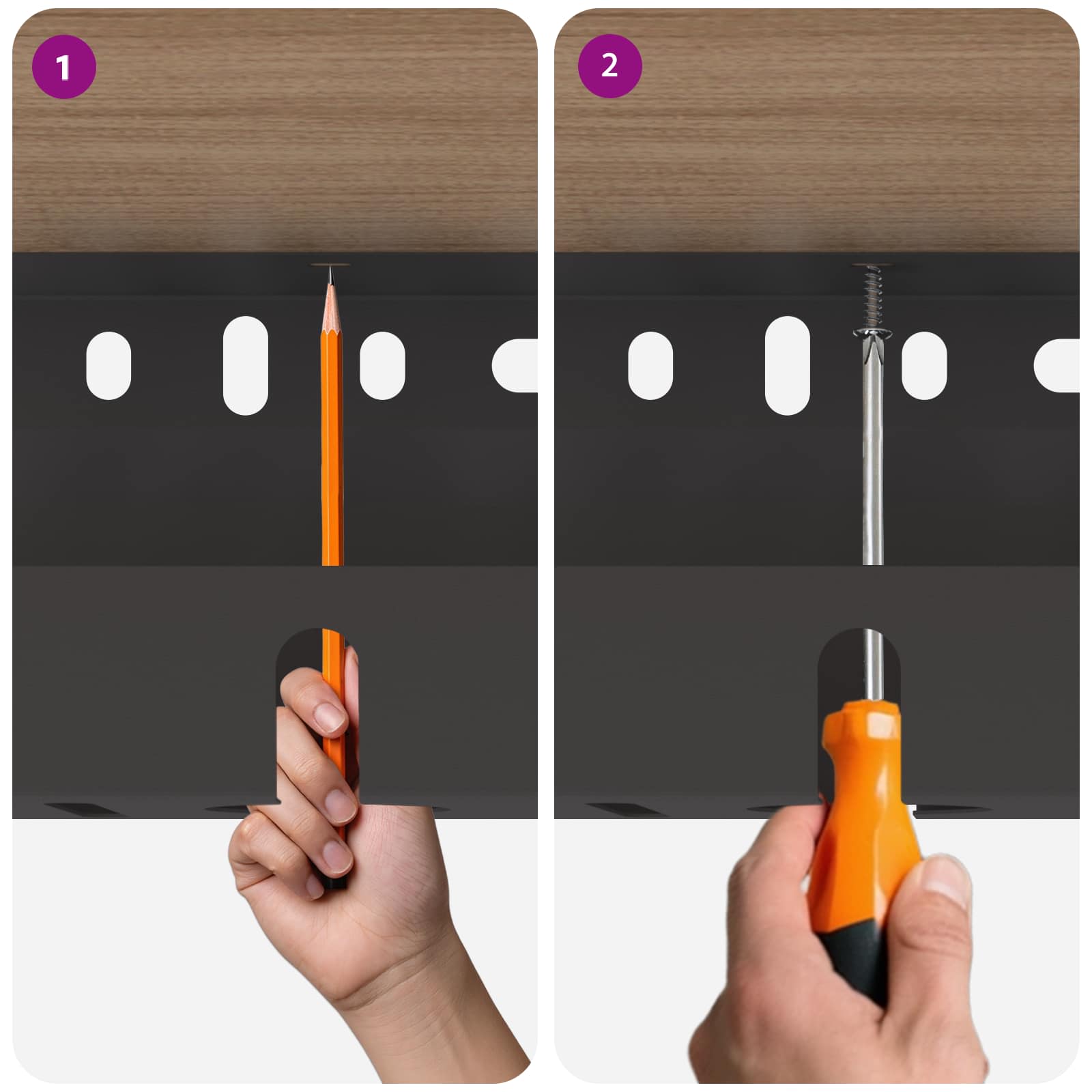 Unter dem Schreibtisch Kabelmanagement Tray 2 Stk. Anthrazit