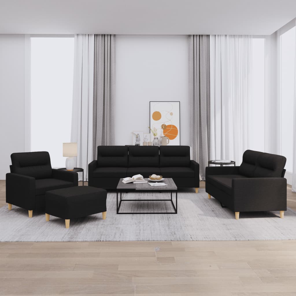 4-tlg. Sofagarnitur mit Kissen Taupe Stoff