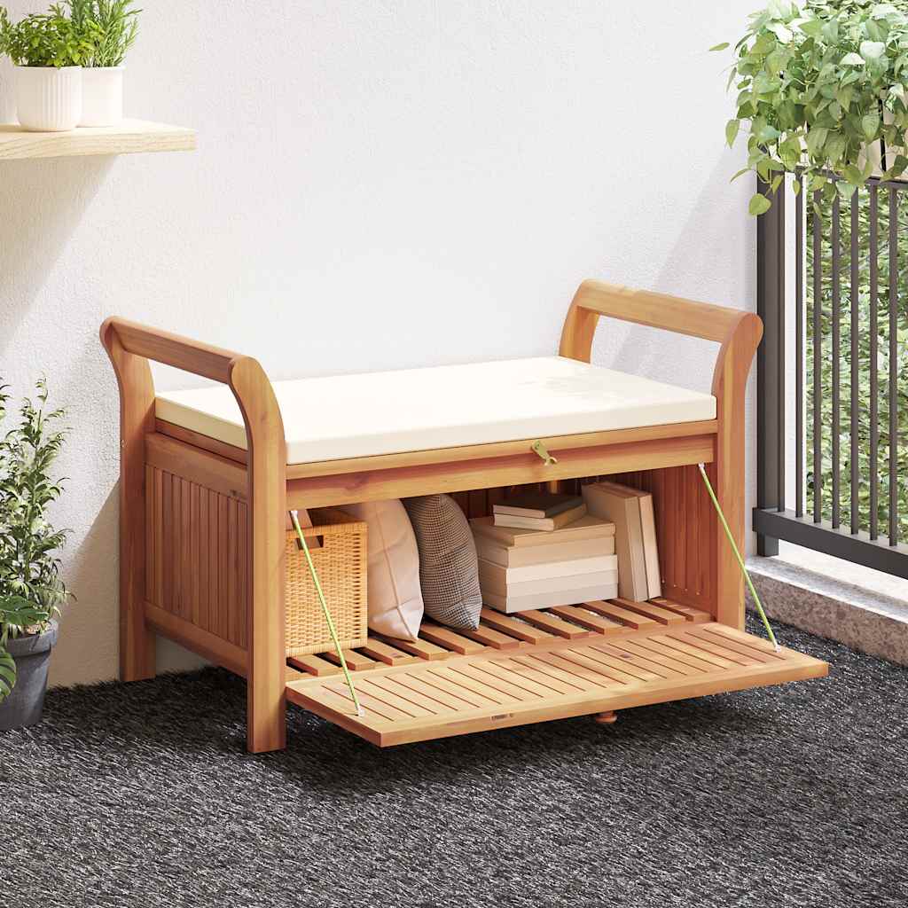 Garten-Truhenbank mit Kissen 91 cm Massivholz Akazie