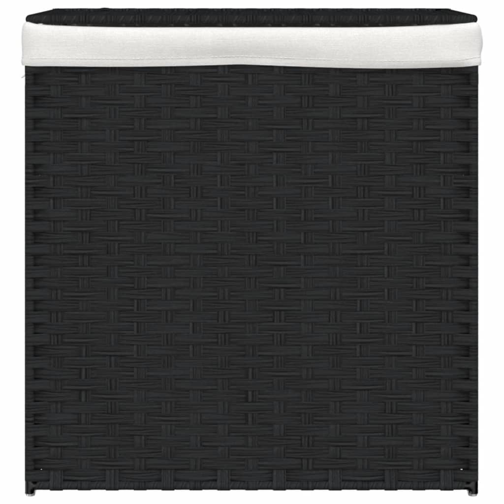 Wäschekorb mit 2 Fächern 53x35x57 cm Poly Rattan