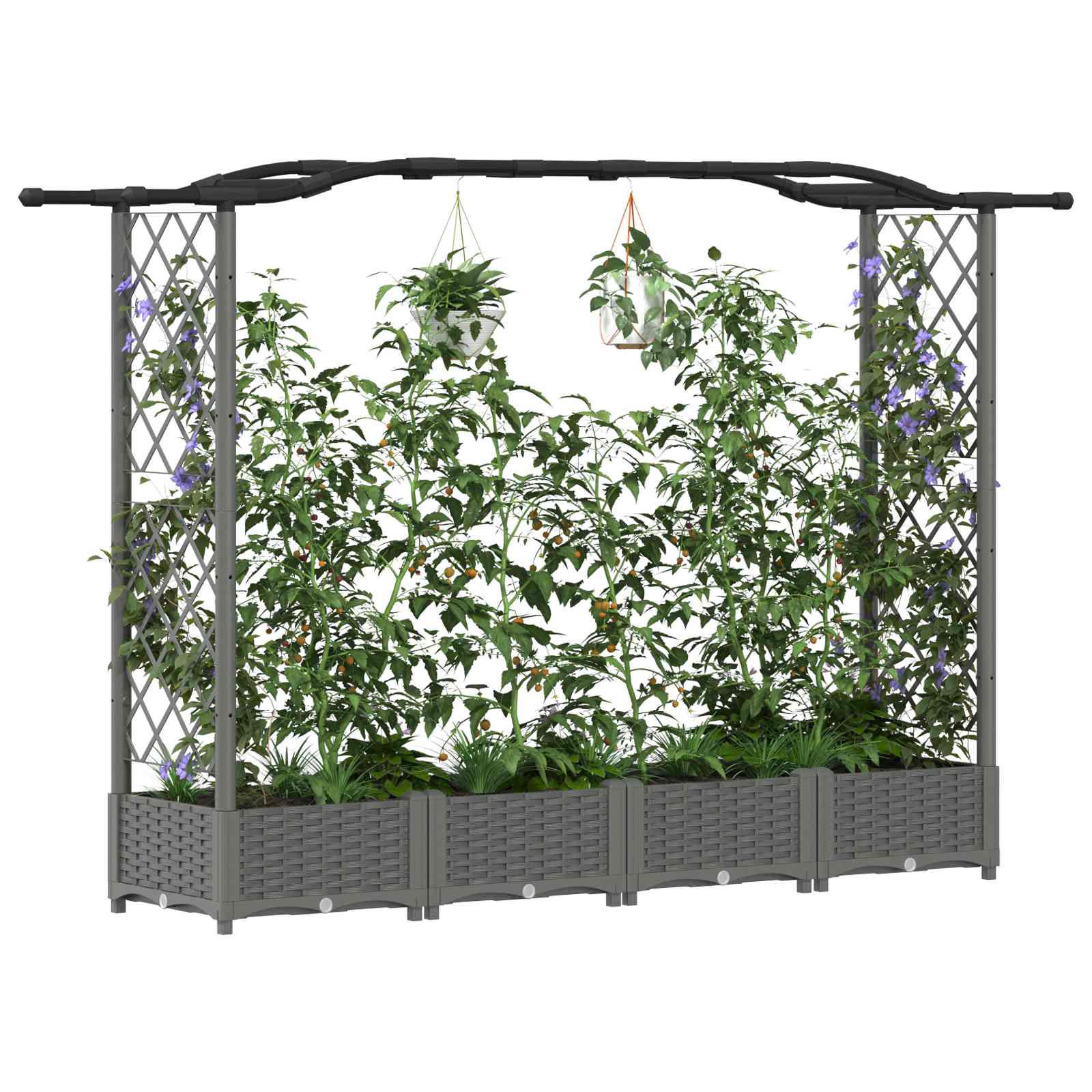 Hochbeet mit Rankgitter und Dach Braun 124 x 40 x 123 cm PP