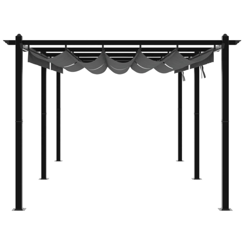 Gartenpavillon mit Ausziehbarem Dach Creme 3x6 m Aluminium