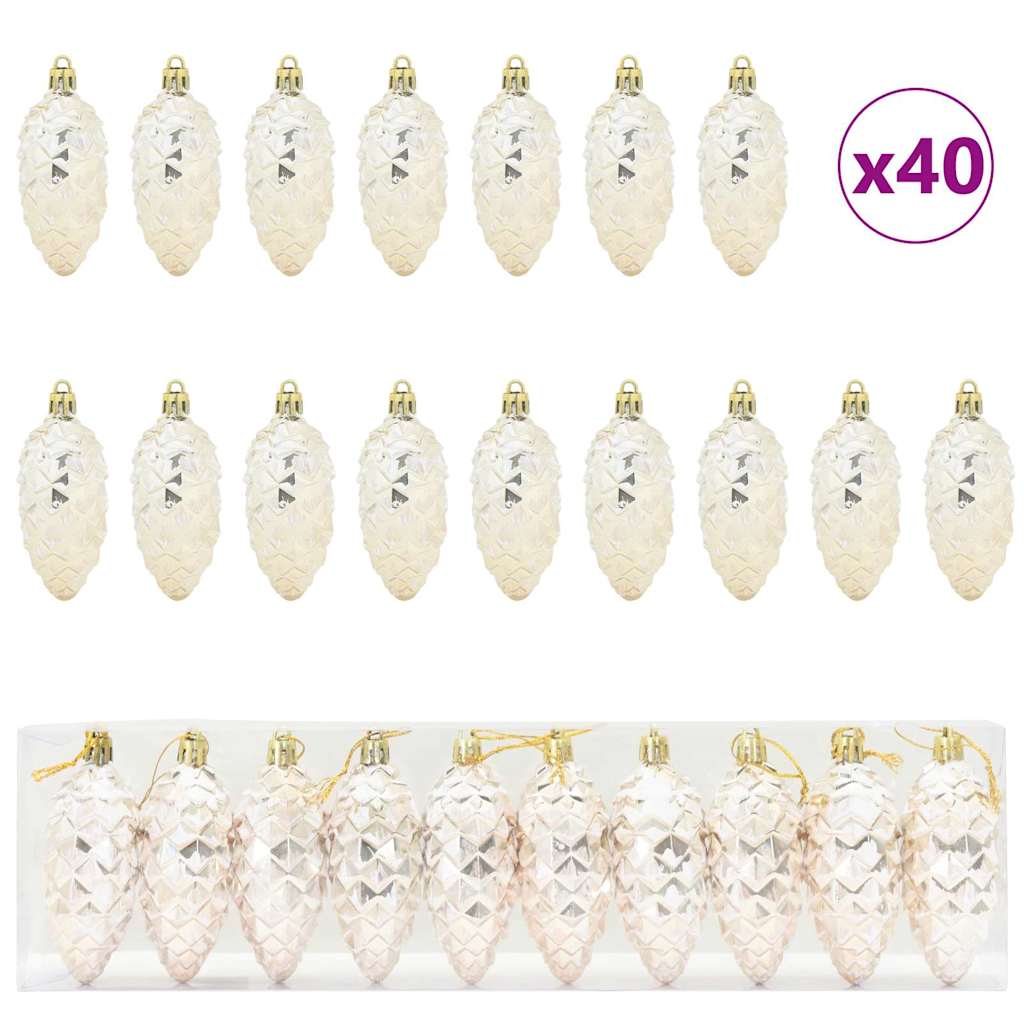 Weihnachts-Tannenzapfen Ball 40 pcs Silber Kunststoff