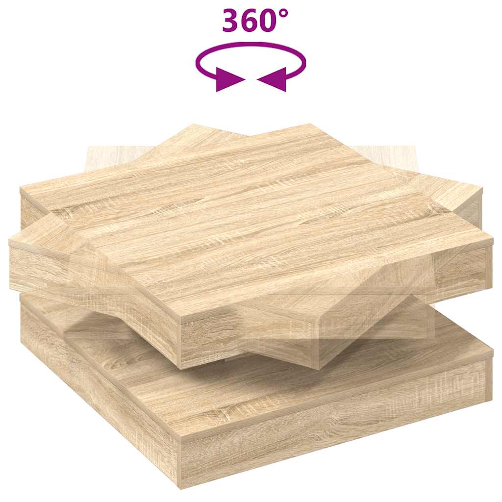 Couchtisch 360-Grad Drehbar Weiß 90x90x34,5 cm