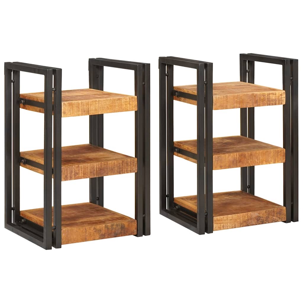 Nachttisch Braun und Schwarz 38 x 33 x 58 cm Massivholz Mango