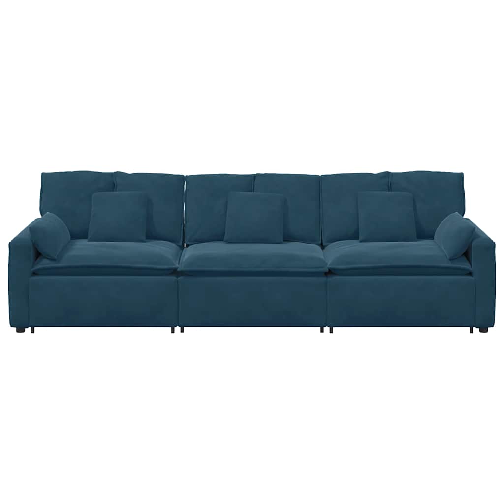 Modulares Sofa mit Kissen Blau