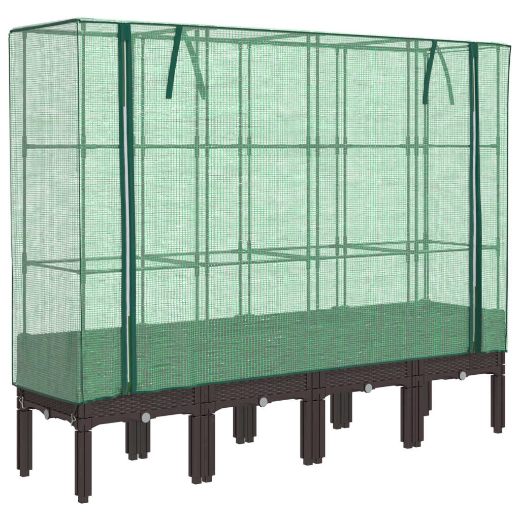 Hochbeet mit Gewächshaus-Aufsatz Rattan-Optik 40x40x140 cm
