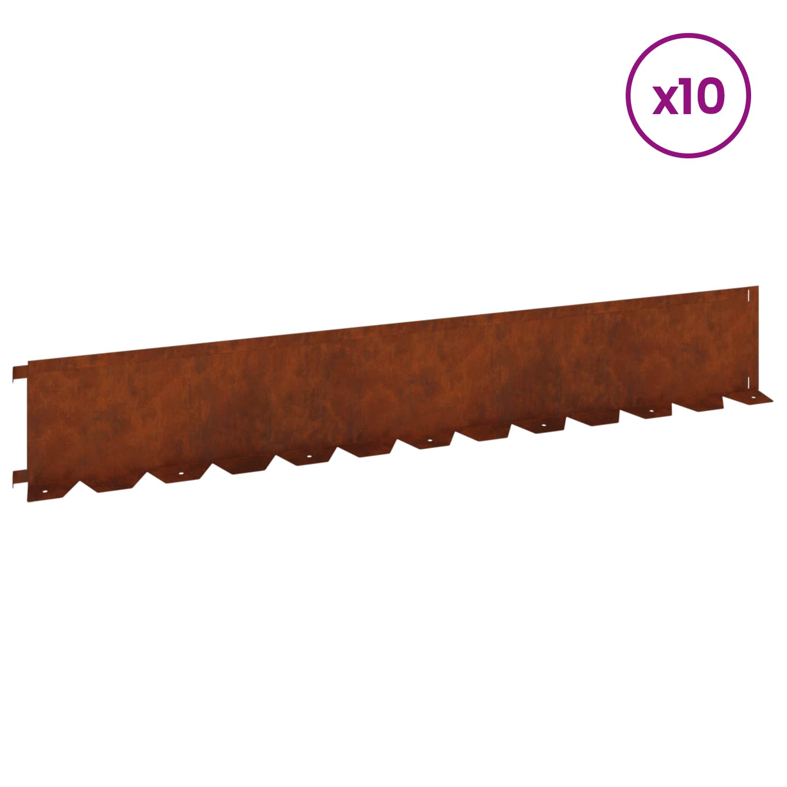 Raseneinfassung 10 pcs 102 x 4 x 4 cm Stahl Schwarz