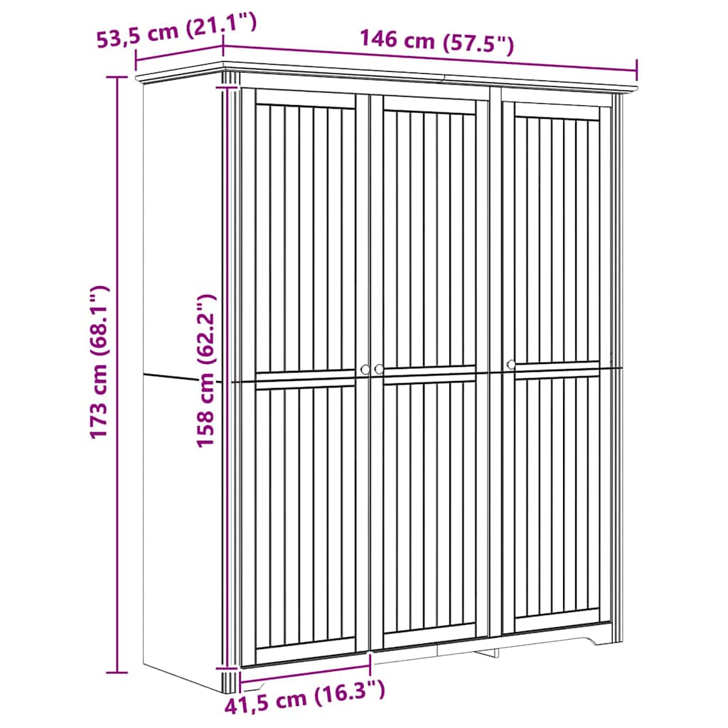 Kleiderschrank BODO Honigbraun 53,5 x 99 x 173 cm Holzwerkstoff