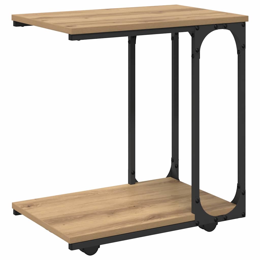 Beistelltisch mit Rollen Schwarz 50x35x55,5 cm Holzwerkstoff