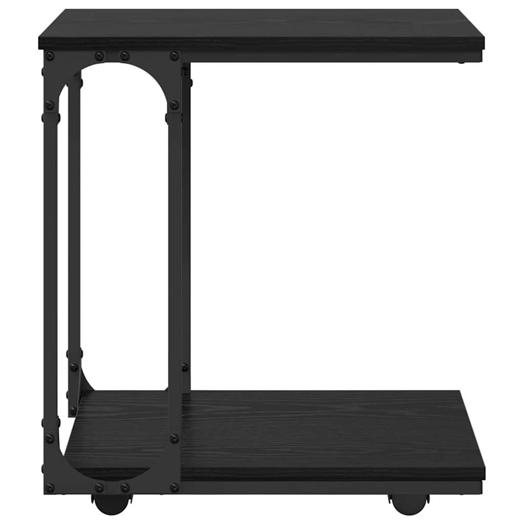 Beistelltisch mit Rollen Schwarz 50x35x55,5 cm Holzwerkstoff