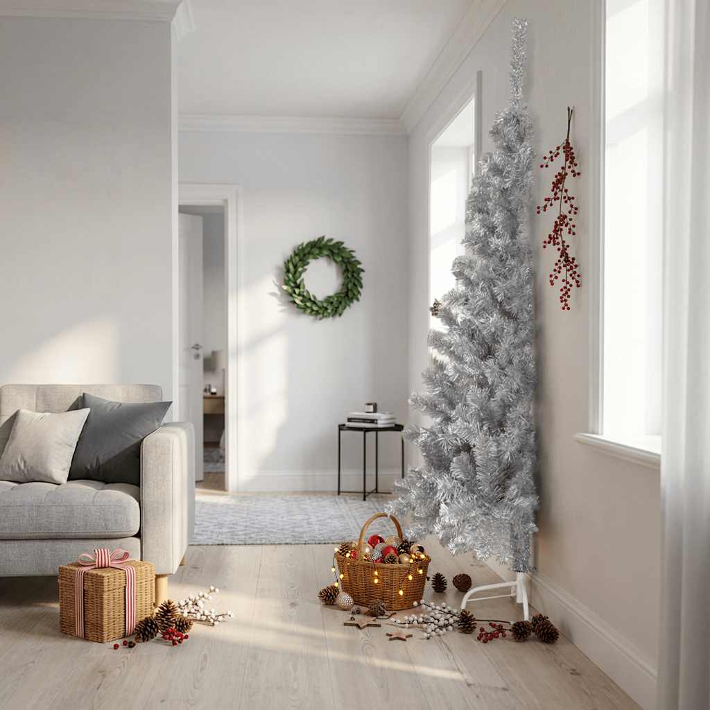 Künstlicher Halb-Weihnachtsbaum mit Ständer Grün 150 cm PVC