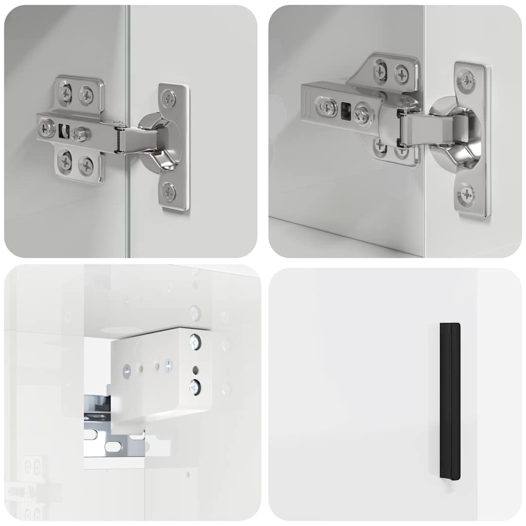 Badezimmermöbel-Set mit Tür 4 pcs Weiß Holzwerkstoff & Metall