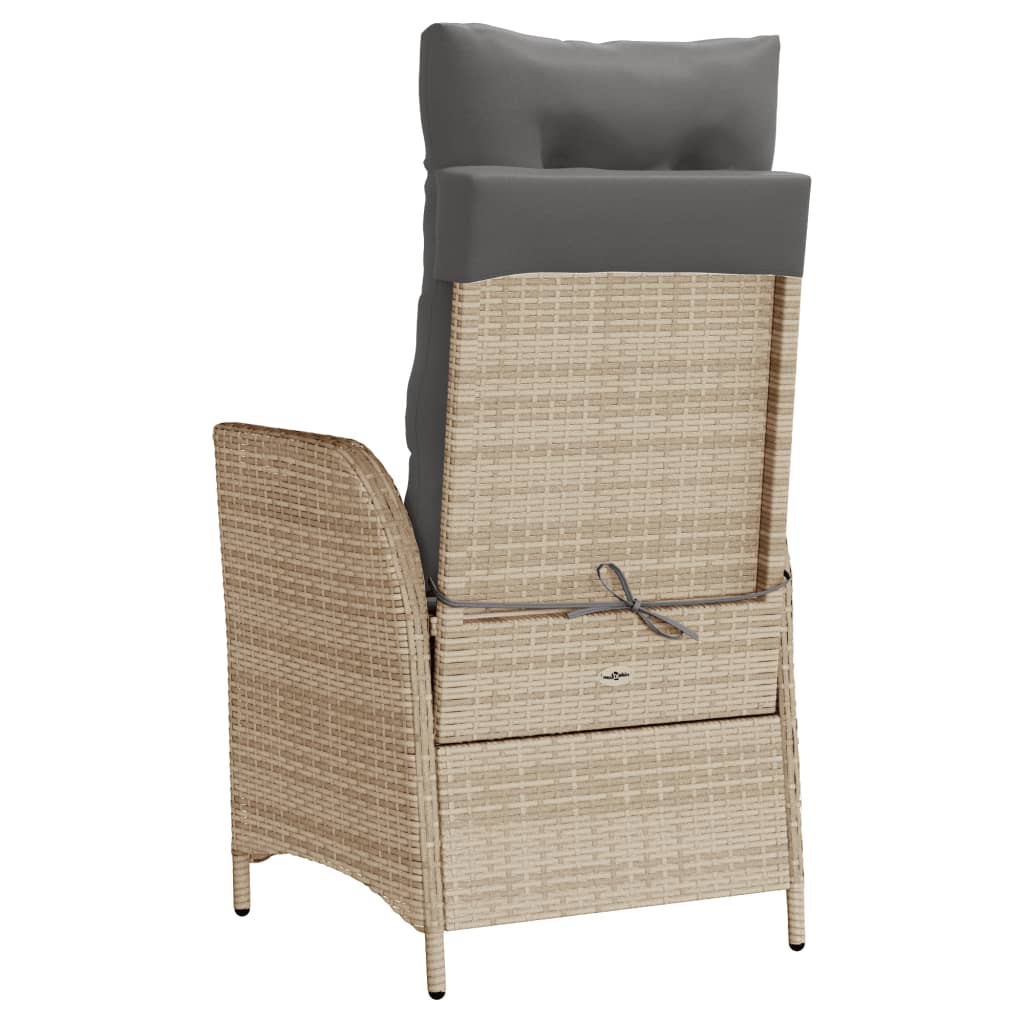 Gartensessel Verstellbar mit Kissen Schwarz Poly Rattan