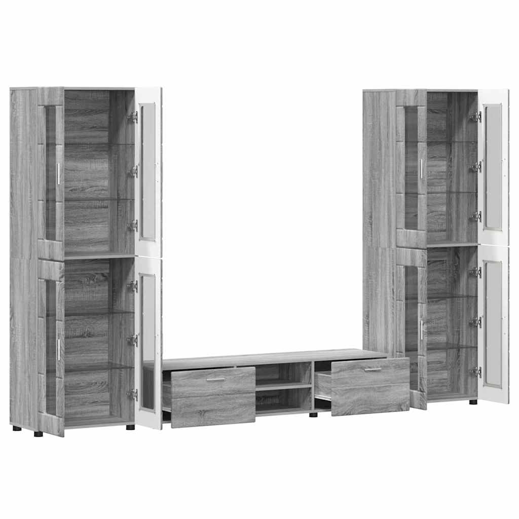 Highboard mit Regal FLORIN Weiß 60 x 35 x 182 cm Holzwerkstoff