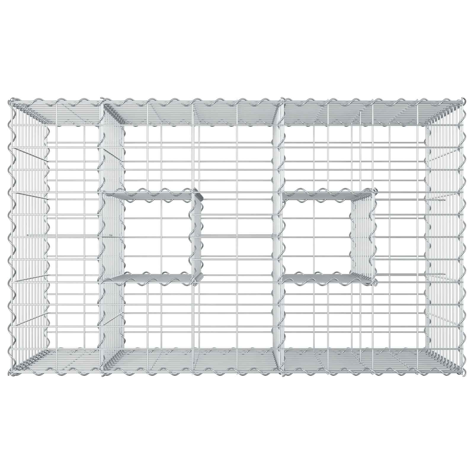 Gabionen Hochbeet 2 pcs Silber 260 x 60 x 55 cm