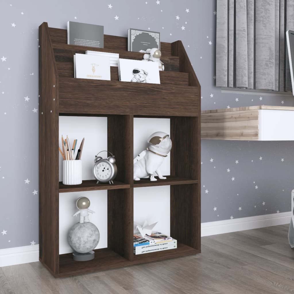 Kinder-Bücherregal Braun Eichen-Optik 71x30x114cm Holzwerkstoff